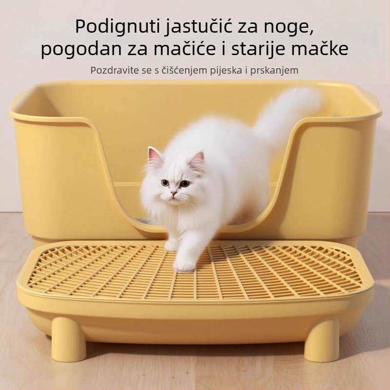 Ekstra velika otvorena kutija za mačji pijesak, protiv prosipavanja i mirisa, za mačiće