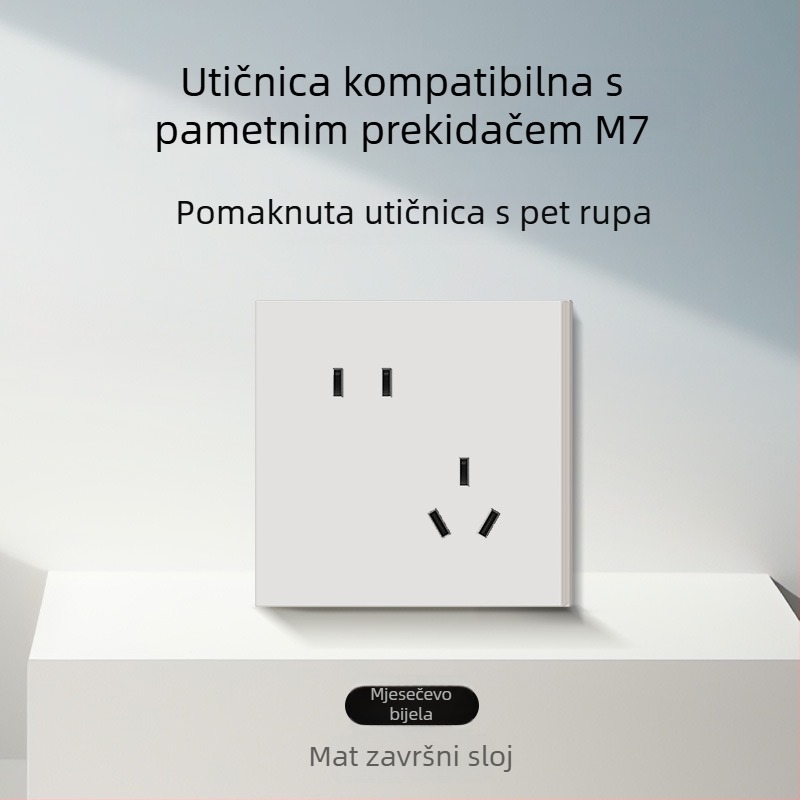 86-tip mat završna površina prekidača i utičnice za skrivenu montažu, kompatibilno s pametnim sustavima, utičnica od 1-gram s 5 rupa, panel klima-uređaja 16A
