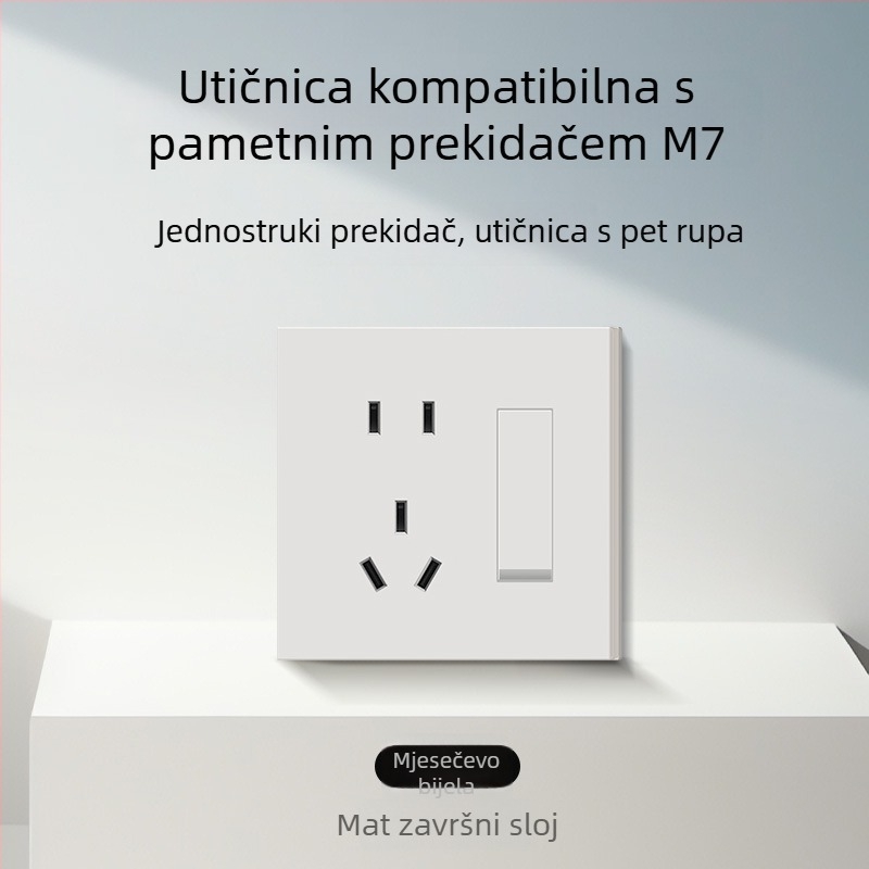 86-tip mat završna površina prekidača i utičnice za skrivenu montažu, kompatibilno s pametnim sustavima, utičnica od 1-gram s 5 rupa, panel klima-uređaja 16A