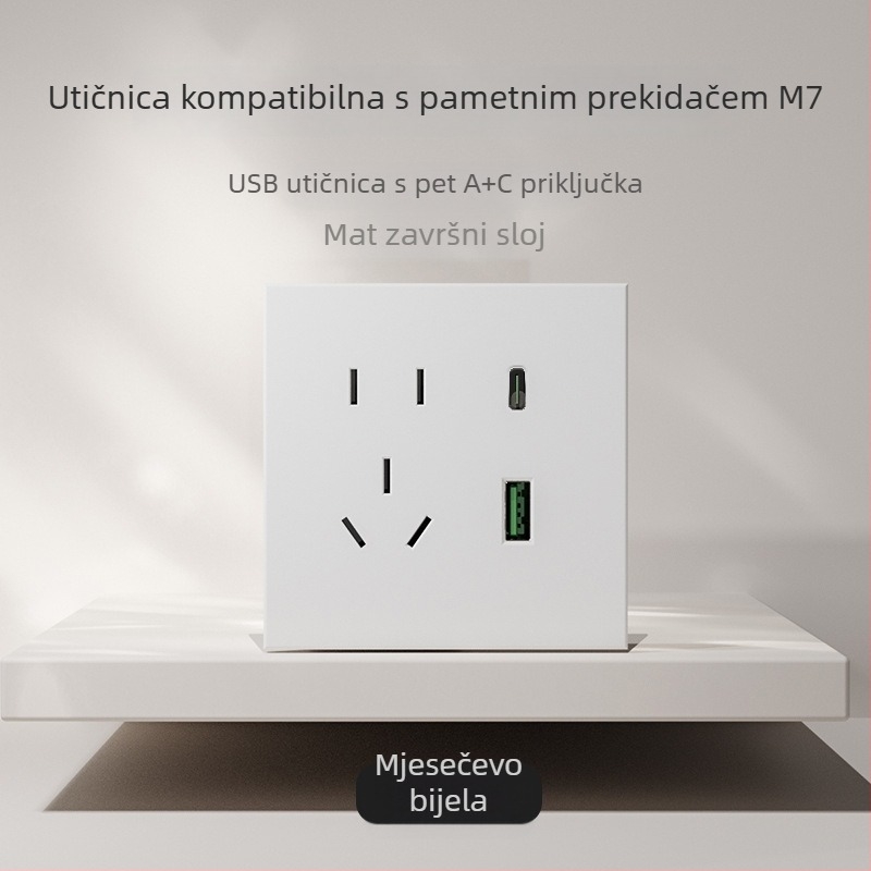 86-tip mat završna površina prekidača i utičnice za skrivenu montažu, kompatibilno s pametnim sustavima, utičnica od 1-gram s 5 rupa, panel klima-uređaja 16A