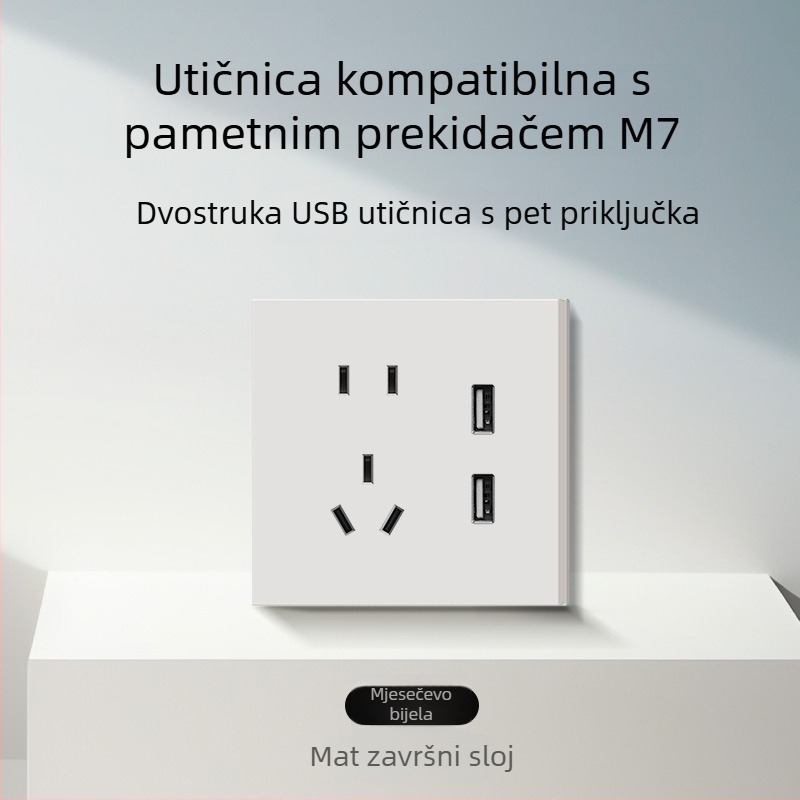 86-tip mat završna površina prekidača i utičnice za skrivenu montažu, kompatibilno s pametnim sustavima, utičnica od 1-gram s 5 rupa, panel klima-uređaja 16A