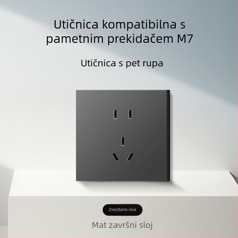 86-tip mat završna površina prekidača i utičnice za skrivenu montažu, kompatibilno s pametnim sustavima, utičnica od 1-gram s 5 rupa, panel klima-uređaja 16A