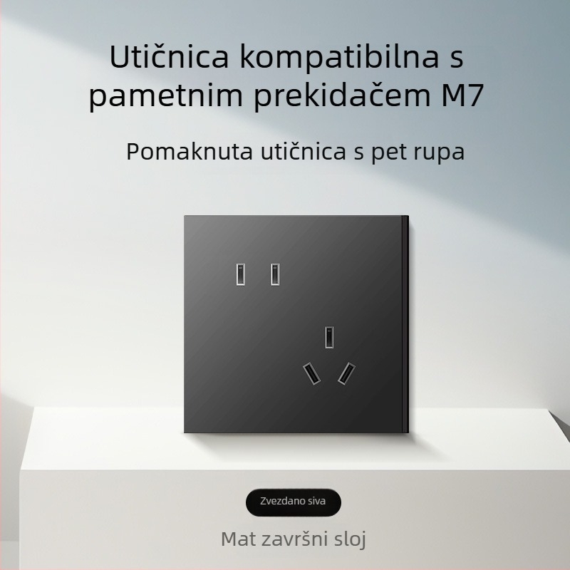 86-tip mat završna površina prekidača i utičnice za skrivenu montažu, kompatibilno s pametnim sustavima, utičnica od 1-gram s 5 rupa, panel klima-uređaja 16A