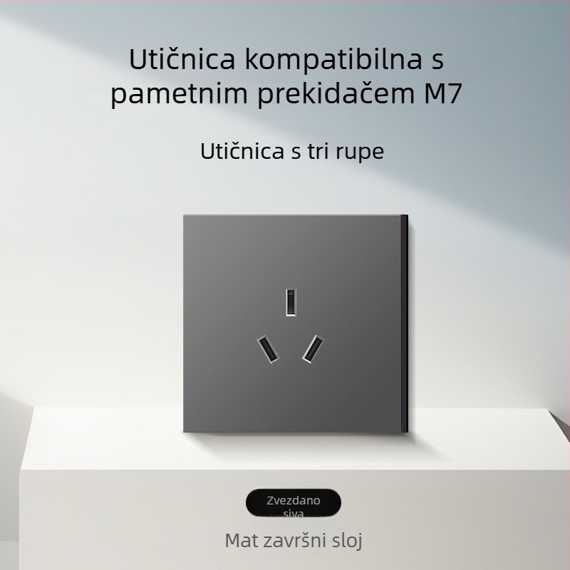 86-tip mat završna površina prekidača i utičnice za skrivenu montažu, kompatibilno s pametnim sustavima, utičnica od 1-gram s 5 rupa, panel klima-uređaja 16A