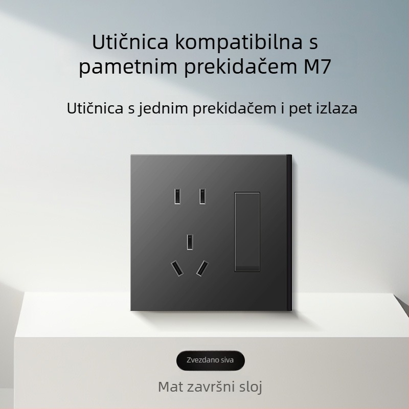 86-tip mat završna površina prekidača i utičnice za skrivenu montažu, kompatibilno s pametnim sustavima, utičnica od 1-gram s 5 rupa, panel klima-uređaja 16A