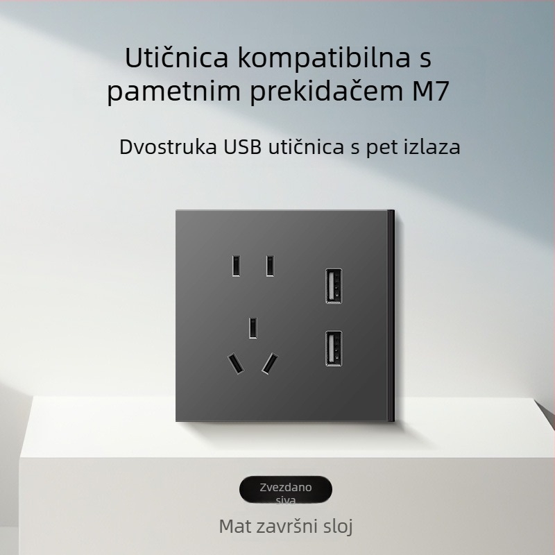 86-tip mat završna površina prekidača i utičnice za skrivenu montažu, kompatibilno s pametnim sustavima, utičnica od 1-gram s 5 rupa, panel klima-uređaja 16A