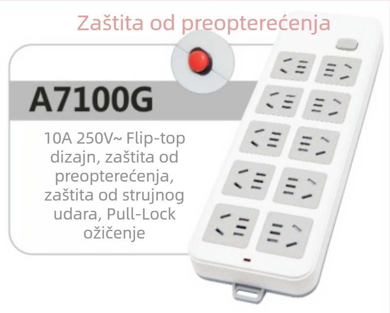 Boxing King Produžni kabel s Nacionalnim standardom, 6 utičnica, 30 rupa, sigurnosna bežična utičnica s dizajnom samostalnog spajanja