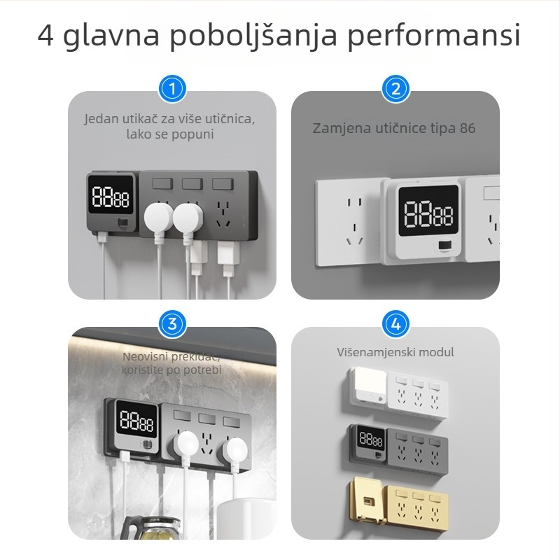 86-tip proširivač utičnica s više portova – kuhinjski višenamjenski pretvarač s inteligentnom zaštitom od niskog napona