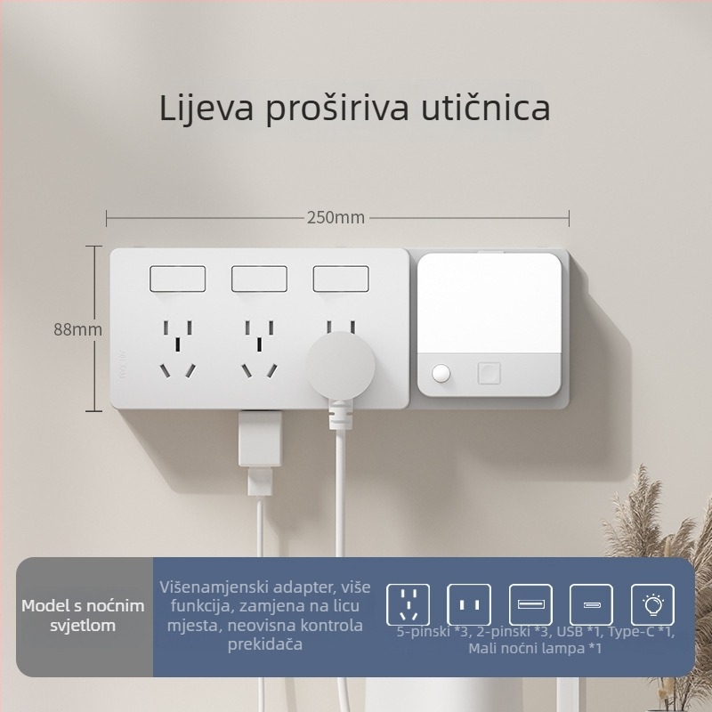 86-tip proširivač utičnica s više portova – kuhinjski višenamjenski pretvarač s inteligentnom zaštitom od niskog napona