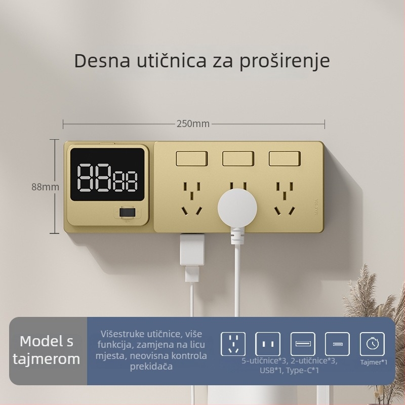 86-tip proširivač utičnica s više portova – kuhinjski višenamjenski pretvarač s inteligentnom zaštitom od niskog napona