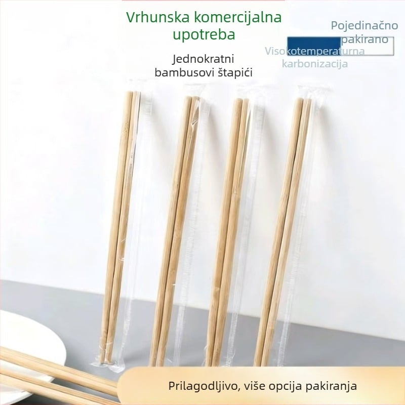 Jednokratne bambus štapiće, individualno pakirane, karbonizirane, duge i debele, za komercijalni catering