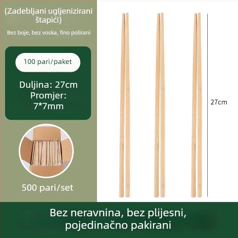 Jednokratne bambus štapiće, individualno pakirane, karbonizirane, duge i debele, za komercijalni catering