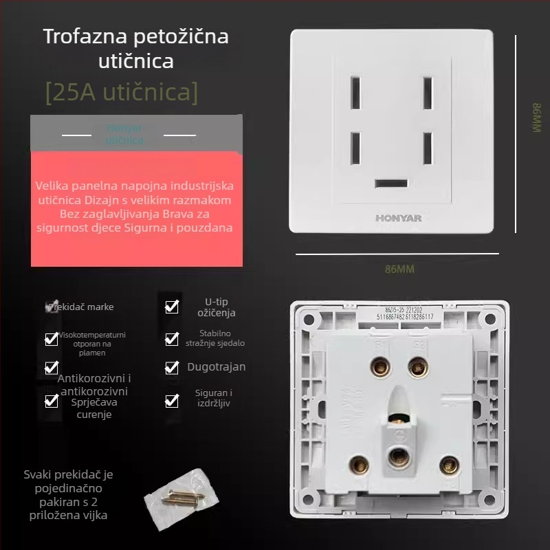 Hongyan T3-10A utikač, T5-25 trostruki utikač, T4ZM25A40A20A16A utičnica, trofazna četiri vodiča pet vodiča, tip 86