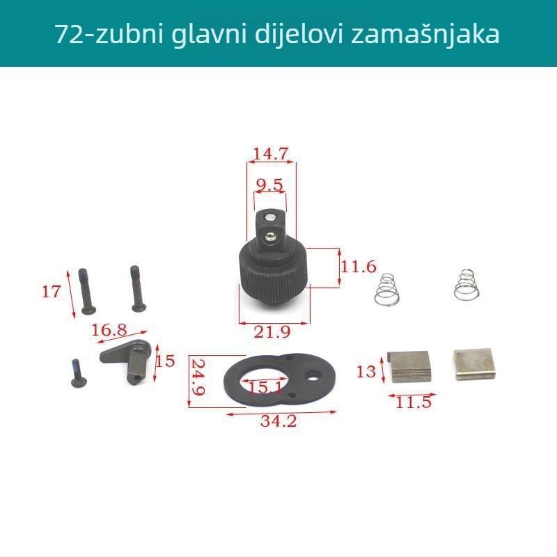 Set alata za kasetni ključ s 72 zuba i torbom za pribor