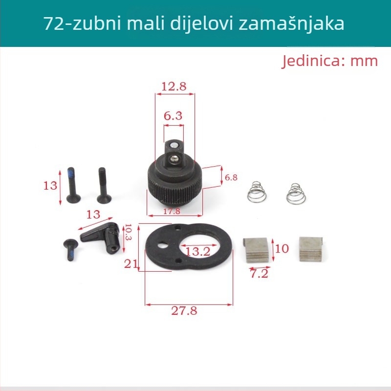 Set alata za kasetni ključ s 72 zuba i torbom za pribor