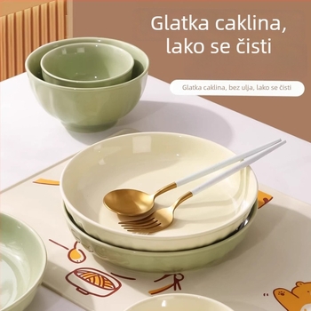 Kremasti keramički tanjur, okrugli, 7 inča, duboki tanjur