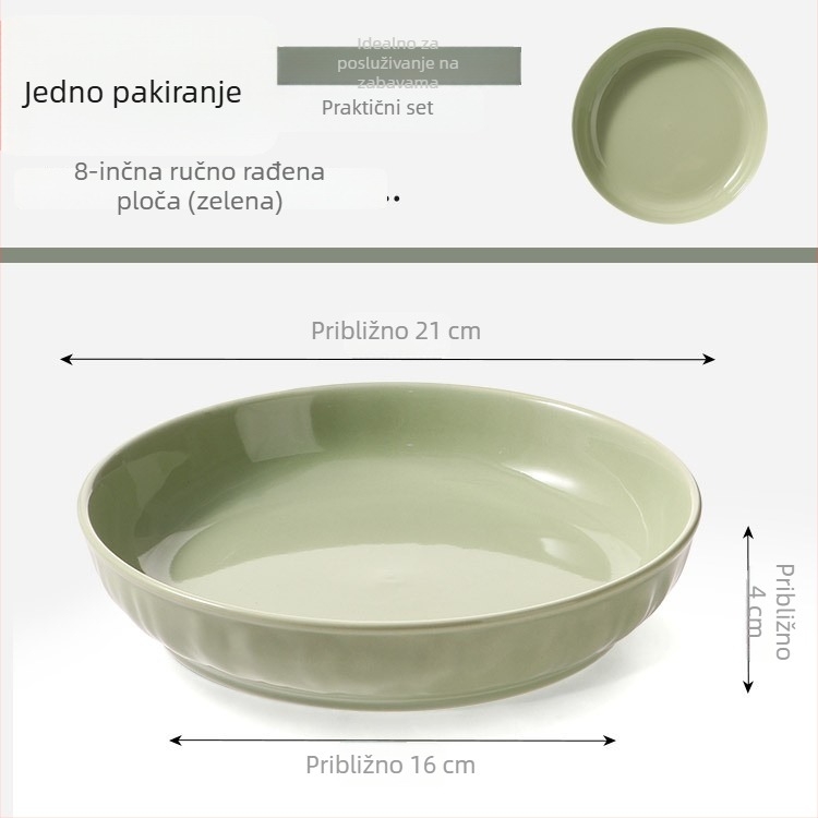Kremasti keramički tanjur, okrugli, 7 inča, duboki tanjur