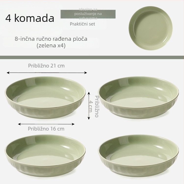 Kremasti keramički tanjur, okrugli, 7 inča, duboki tanjur