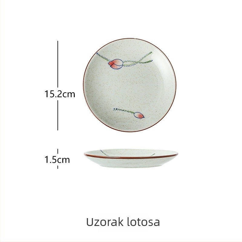 Ručno oslikani retro okrugli porculanski tanjur, promjera 15 cm, bone china, za čaj i međuobroke te suho voće i desert