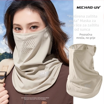 Ženska maske za sunčevu zaštitu cijelog lica, prozračna ljetna ice silk maska, UV zaštita, zaštita vrata, za vožnju biciklom