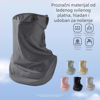 Ženska maske za sunčevu zaštitu cijelog lica, prozračna ljetna ice silk maska, UV zaštita, zaštita vrata, za vožnju biciklom