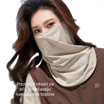Ženska maske za sunčevu zaštitu cijelog lica, prozračna ljetna ice silk maska, UV zaštita, zaštita vrata, za vožnju biciklom