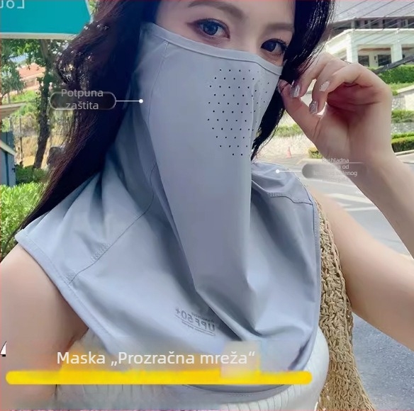 Ženska maske za sunčevu zaštitu cijelog lica, prozračna ljetna ice silk maska, UV zaštita, zaštita vrata, za vožnju biciklom