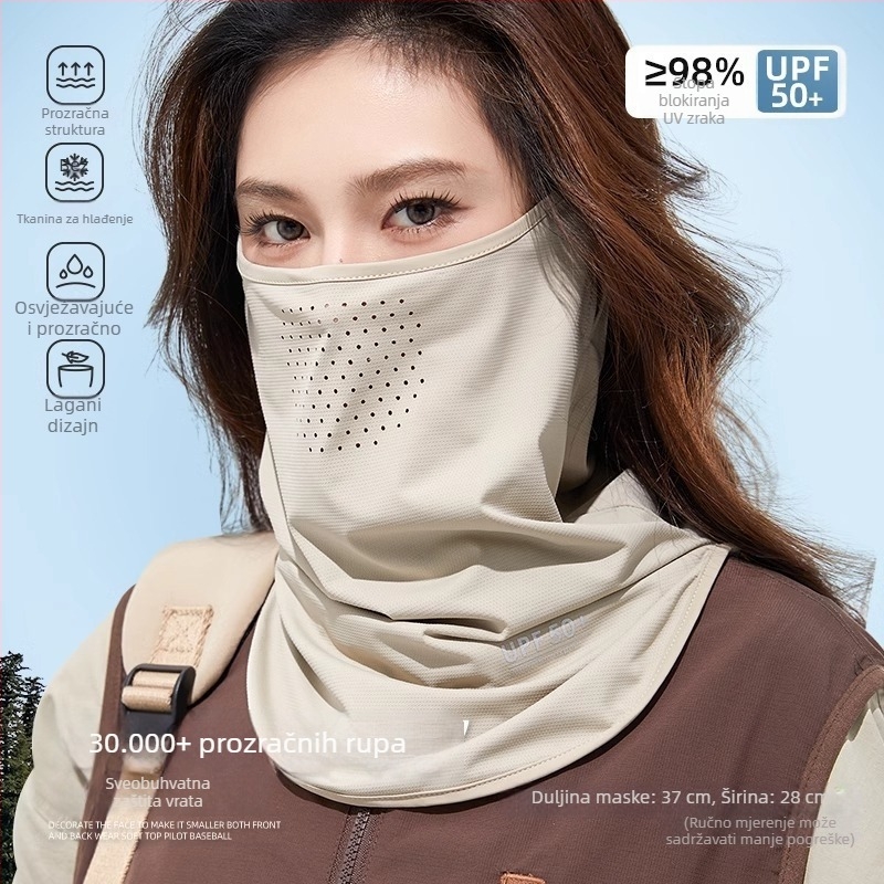 Ženska maske za sunčevu zaštitu cijelog lica, prozračna ljetna ice silk maska, UV zaštita, zaštita vrata, za vožnju biciklom