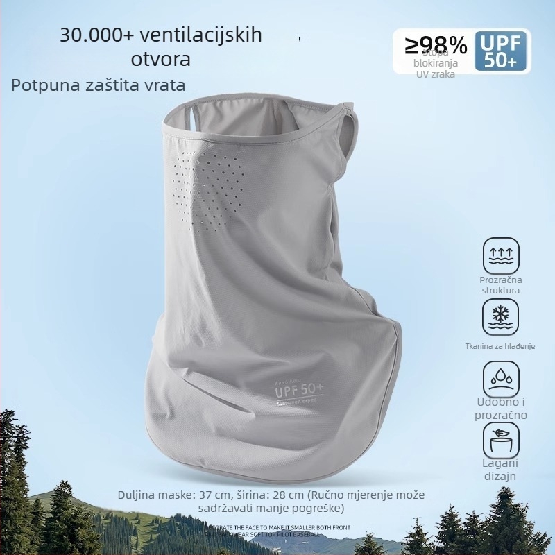 Ženska maske za sunčevu zaštitu cijelog lica, prozračna ljetna ice silk maska, UV zaštita, zaštita vrata, za vožnju biciklom