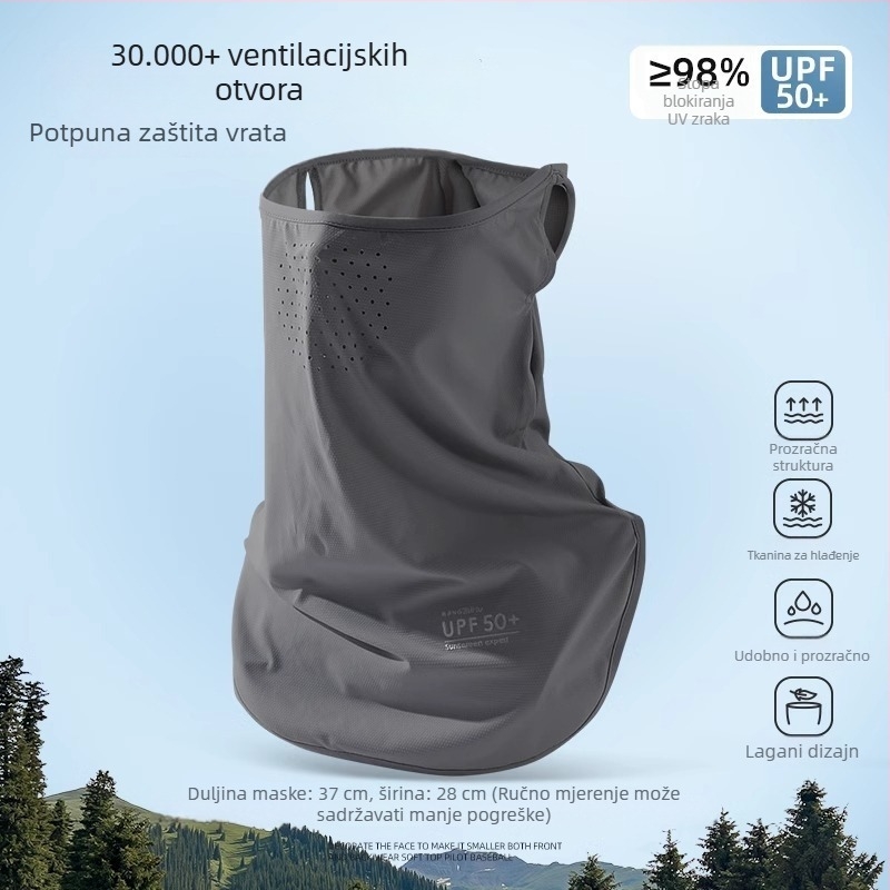 Ženska maske za sunčevu zaštitu cijelog lica, prozračna ljetna ice silk maska, UV zaštita, zaštita vrata, za vožnju biciklom