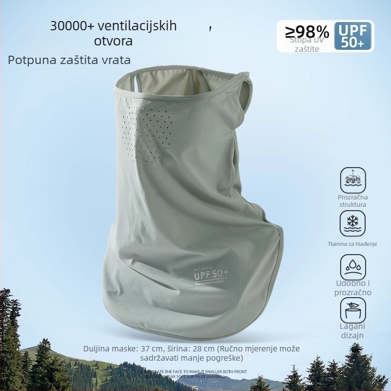 Ženska maske za sunčevu zaštitu cijelog lica, prozračna ljetna ice silk maska, UV zaštita, zaštita vrata, za vožnju biciklom