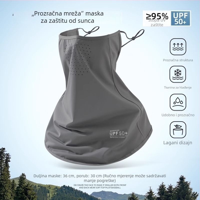 Ženska maske za sunčevu zaštitu cijelog lica, prozračna ljetna ice silk maska, UV zaštita, zaštita vrata, za vožnju biciklom