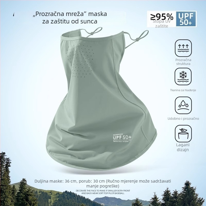 Ženska maske za sunčevu zaštitu cijelog lica, prozračna ljetna ice silk maska, UV zaštita, zaštita vrata, za vožnju biciklom