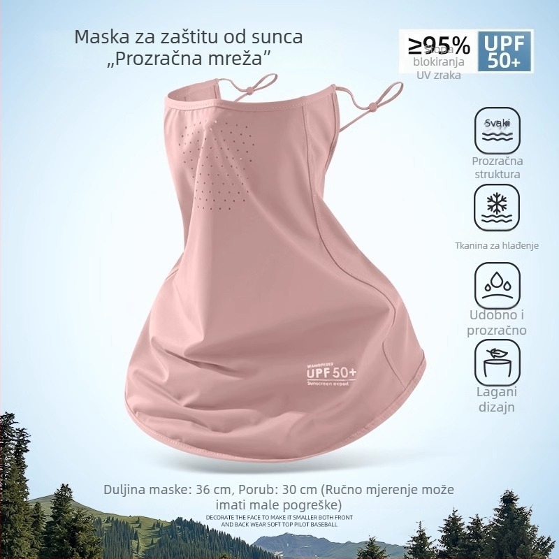 Ženska maske za sunčevu zaštitu cijelog lica, prozračna ljetna ice silk maska, UV zaštita, zaštita vrata, za vožnju biciklom