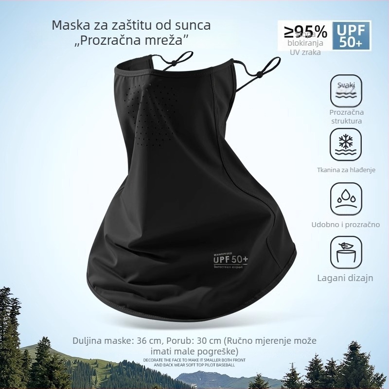 Ženska maske za sunčevu zaštitu cijelog lica, prozračna ljetna ice silk maska, UV zaštita, zaštita vrata, za vožnju biciklom
