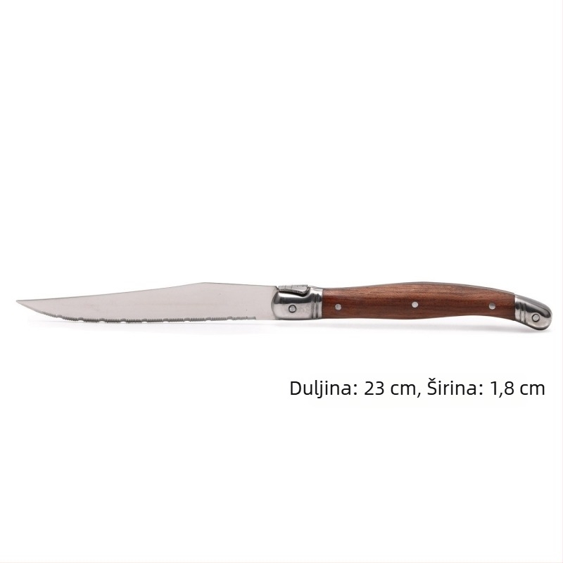 Laguiole set zapadnog pribora za jelo s drvenom ručkom — nož za steak, vilica, žlica od nehrđajućeg čelika 430