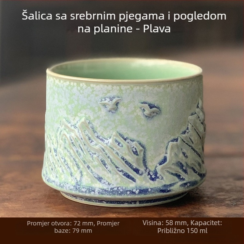 Šalica za čaj s reljefom zmaja i feniksa – ručno izrađena porculanska šalica, darovni set za domaćina i gosta
