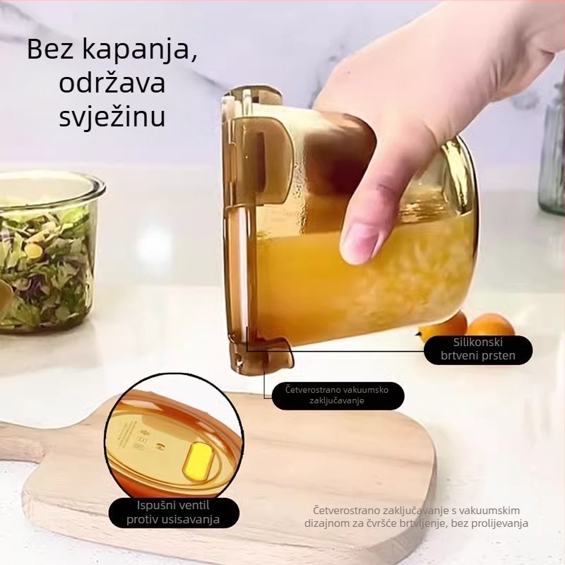Genesis Staklena kutija za ručak s zdjelom kaše – zatvorena kutija za čuvanje, mikrovalna kompatibilnost, okrugli stakleni spremnik s poklopcem