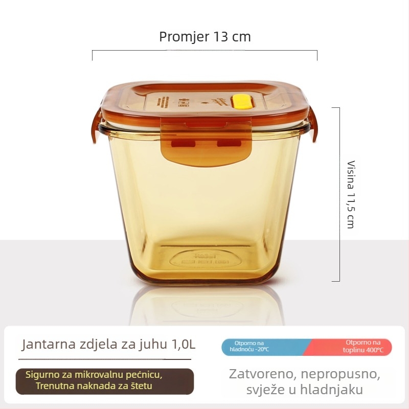 Genesis Staklena kutija za ručak s zdjelom kaše – zatvorena kutija za čuvanje, mikrovalna kompatibilnost, okrugli stakleni spremnik s poklopcem