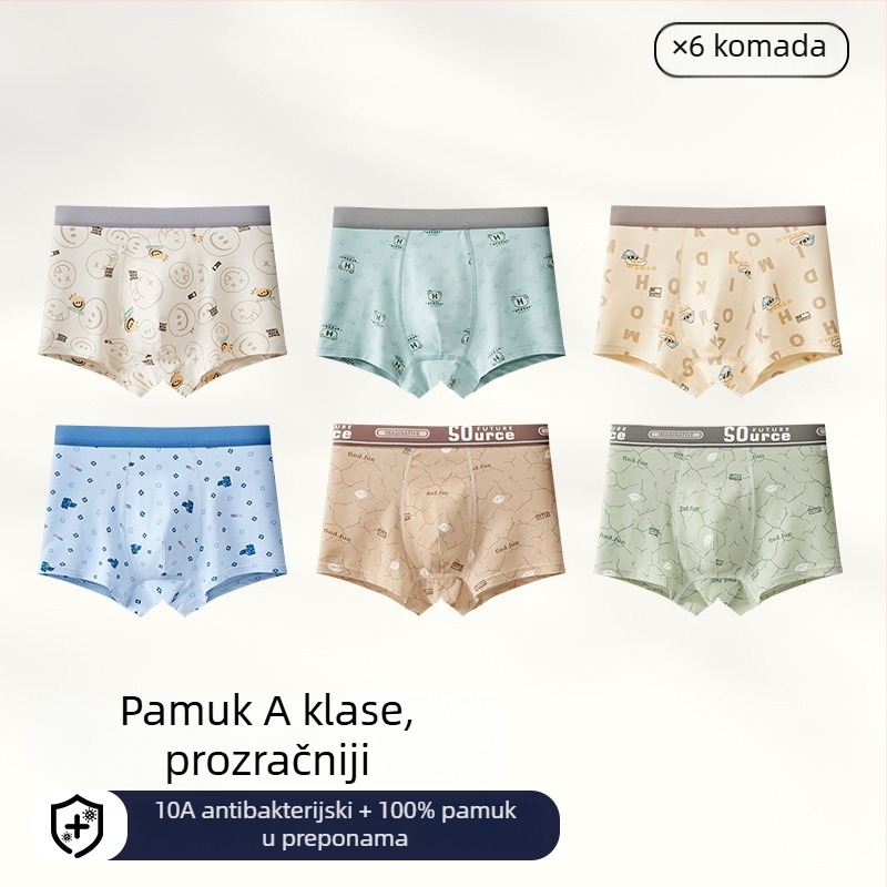 Muške boxerice od 100% pamuka, antibakterijske, plus veličine, srednji pojas, lagane ljetne