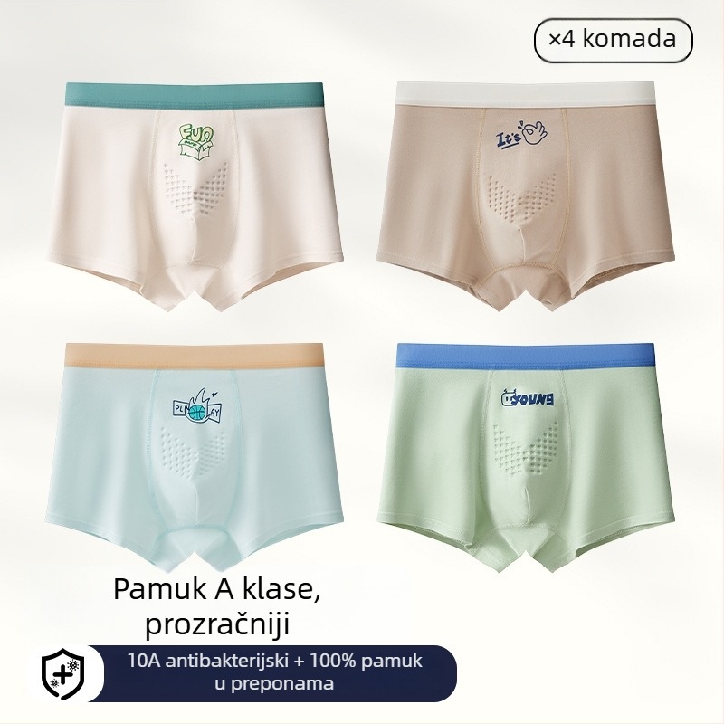 Muške boxerice od 100% pamuka, antibakterijske, plus veličine, srednji pojas, lagane ljetne