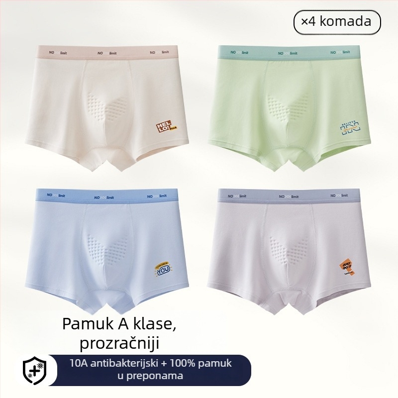 Muške boxerice od 100% pamuka, antibakterijske, plus veličine, srednji pojas, lagane ljetne