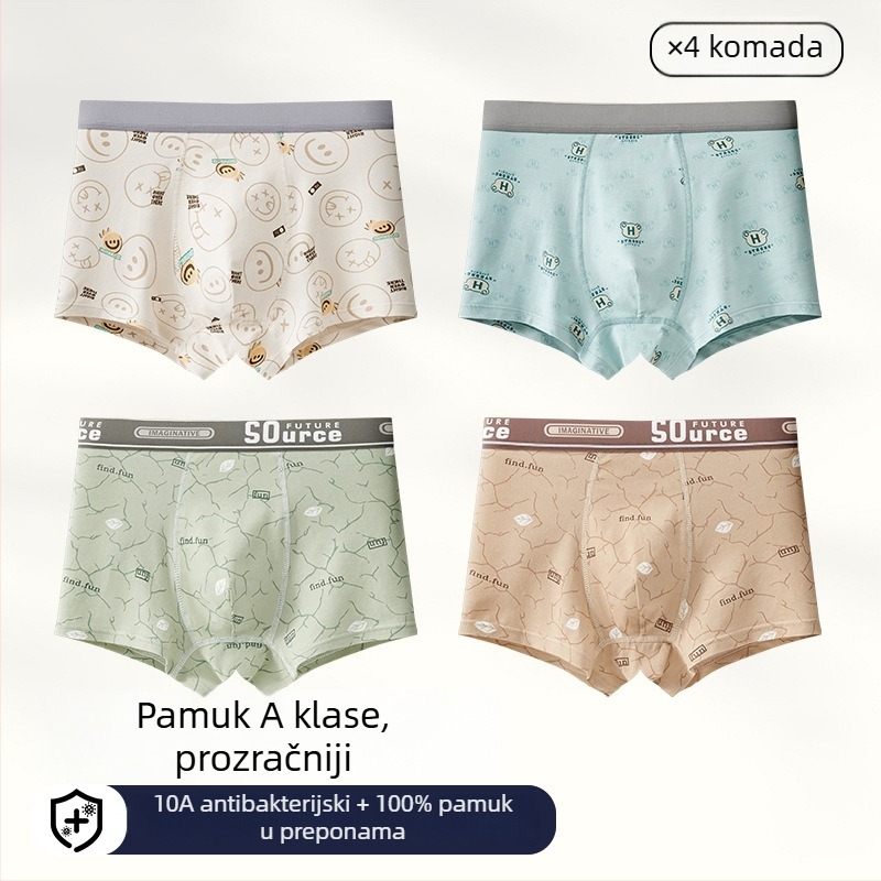 Muške boxerice od 100% pamuka, antibakterijske, plus veličine, srednji pojas, lagane ljetne