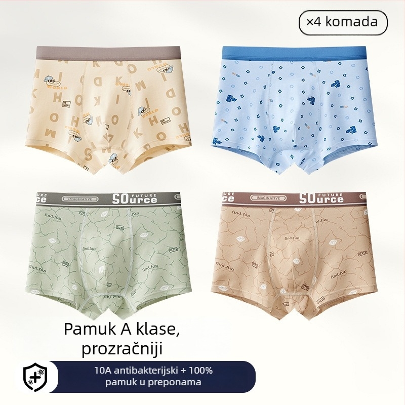 Muške boxerice od 100% pamuka, antibakterijske, plus veličine, srednji pojas, lagane ljetne