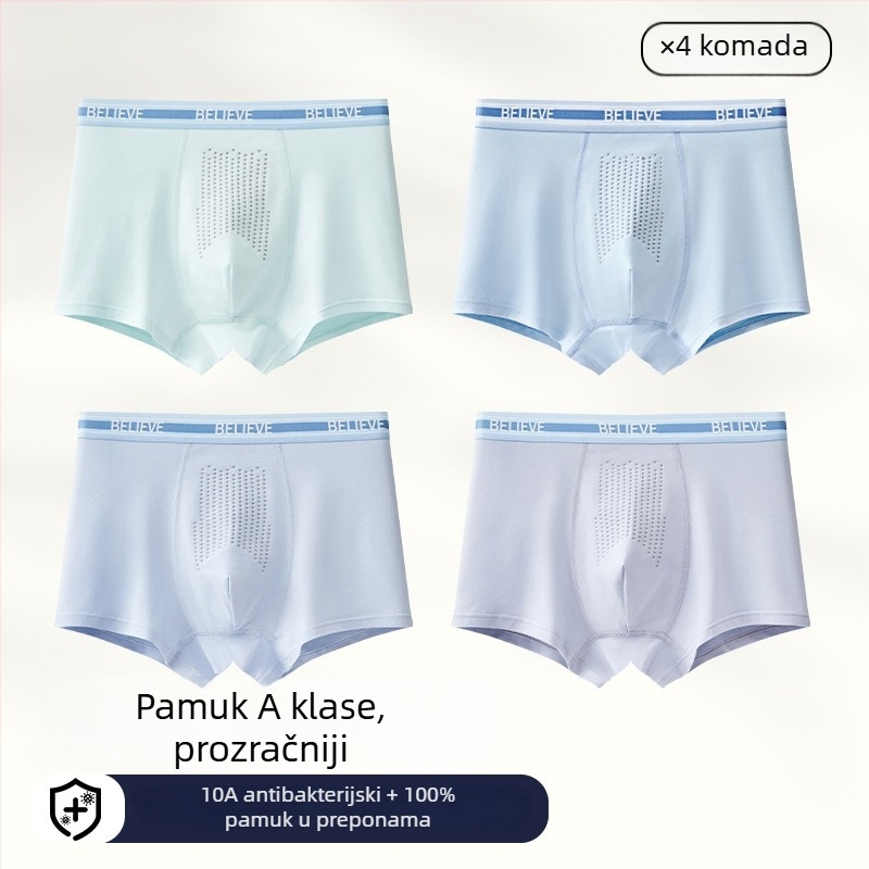 Muške boxerice od 100% pamuka, antibakterijske, plus veličine, srednji pojas, lagane ljetne