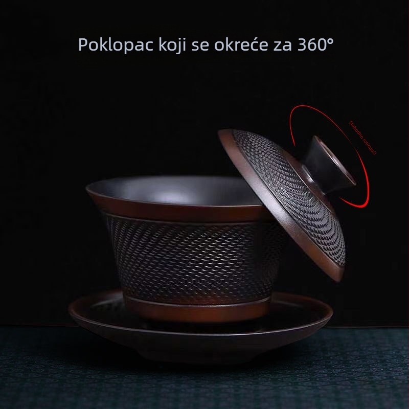Purpurni glineni čajni set s automatskim okretanjem, čajnik s kamennim mlincem, Kung Fu šalice za čaj, kućni set za druženje