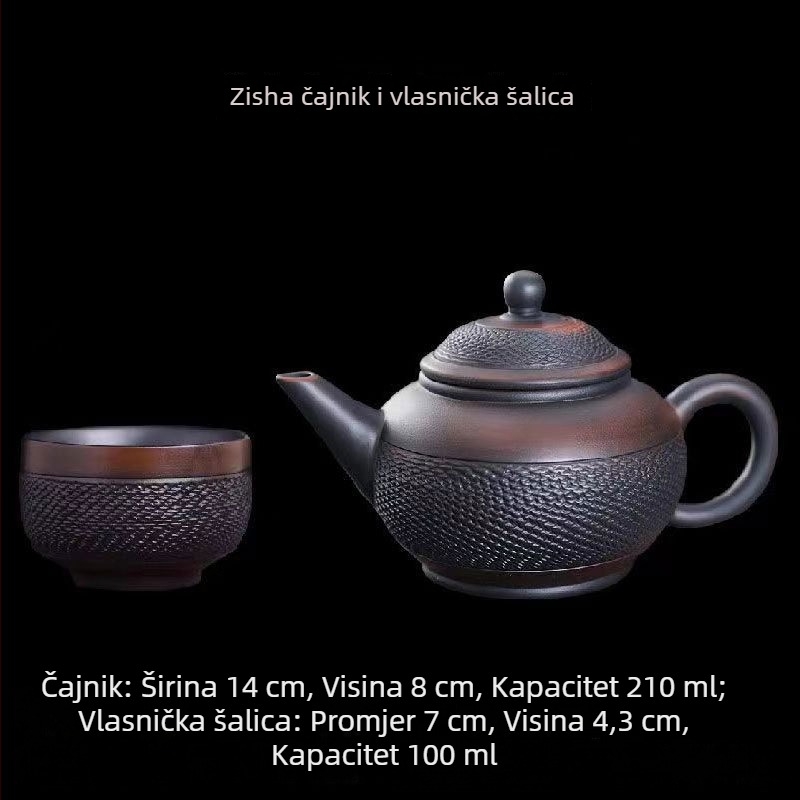Purpurni glineni čajni set s automatskim okretanjem, čajnik s kamennim mlincem, Kung Fu šalice za čaj, kućni set za druženje