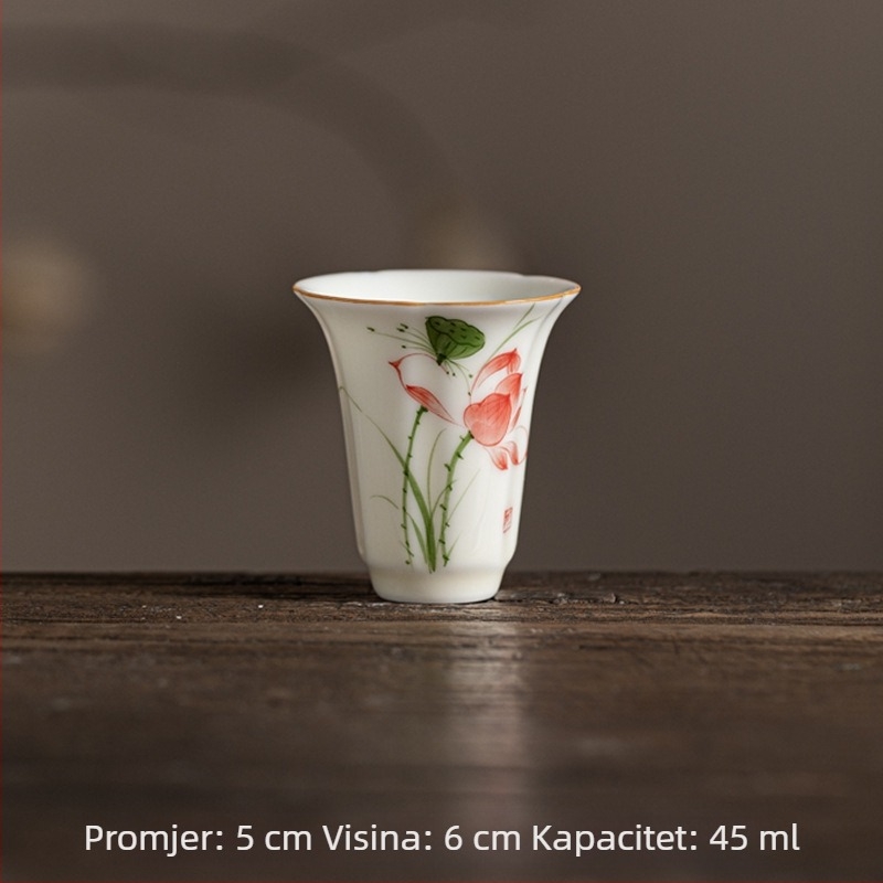Keramična šalica za Kung Fu čaj s ručno oslikanim laticama pod medno-žutom glazurom, aromatična šalica za čaj s lotosom, breskvinim cvijetom i ljilansom