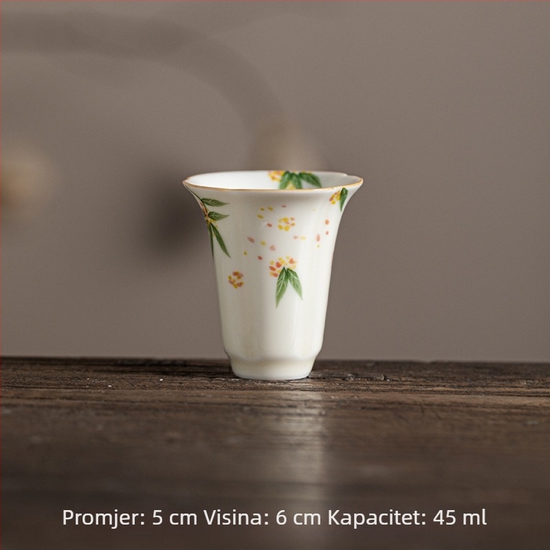 Keramična šalica za Kung Fu čaj s ručno oslikanim laticama pod medno-žutom glazurom, aromatična šalica za čaj s lotosom, breskvinim cvijetom i ljilansom