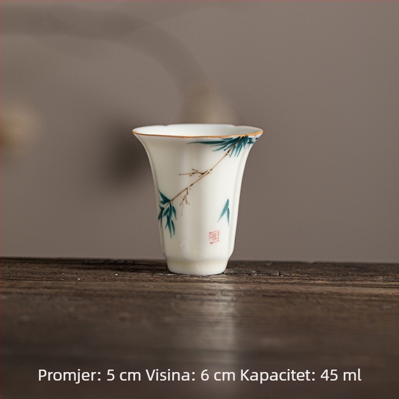 Keramična šalica za Kung Fu čaj s ručno oslikanim laticama pod medno-žutom glazurom, aromatična šalica za čaj s lotosom, breskvinim cvijetom i ljilansom